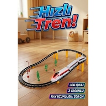 Oyuncak Hızlı Tren Seti 40 Parça - Pilli, Işıklı, Sesli Ve Raylı Büyük Boy Tren 308 Cm Pist