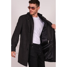 Plt8401 Dewberry Erkek Palto-Desenli Siyah-Desenli Siyah