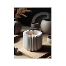 Dekoratif Modern Tasarım Mumluk & Tealight Tutucu - 2 Adet Mum Hediyeli - Özel Renk Seçenekli Beyaz