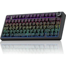 Aula F75 Mekanik Rgb Tkl Seiya Switch Kablosuz Makrolu Hot Swap Klavye Desenli Siyah