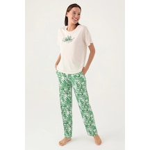Pierre Cardin 8804 Kadın Kısa Kol Pijama Takımı Bej V2 Bej