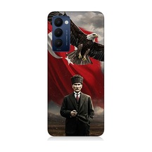 Tecno Camon 18 Uyumlu Bayrak Önünde Mustafa Kemal Atatürk Desenli Silikon Kılıf Çok Renkli