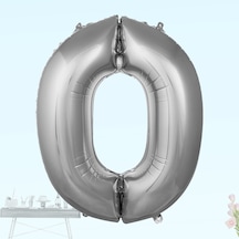 0 Yaş Rakam Folyo Balon. 100 CM - Gümüş
