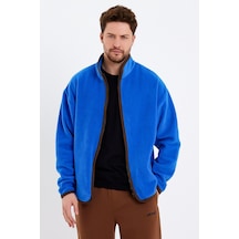 JAHR MARC Fermuarlı Dik Yaka Mavi Polar Ceket - XS Mavi