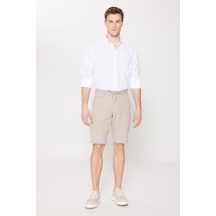 AC&Co / Altınyıldız Classics Erkek Kahverengı Slim Fit Dar Kesim Yan Cepli Gofre Desenli  Şort Kahverengi
