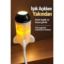 Usb Projeksiyon Lambası Değiştirilebilir Desen Kartlı Roket Tasarımlı Altın - Çok Renkli
