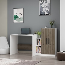 Dekorosso Dekorosso Stic Dolaplı Çalışma Masası Beyaz-Ceviz Beyaz  -  Ceviz