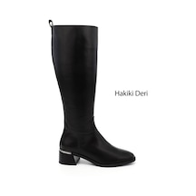 Gönderi(R) Gönderir Kadın Siyah Platinum Fermuarlı Kalın Topuklu Hakiki Deri Çizme Dkzc84335882 Siyah