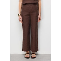 Mizalle Geniş Paça Kahverengi Basic Pantolon Kahverengi