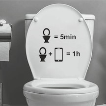 Dekoratif Telefonla Bir Saat Klozet Kapağı Banyo Wc Sticker 23x19 Cm