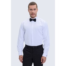 Hatemoğlu Beyaz Comfort Fit Slim Yaka Damatlık Gömlek