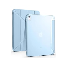 Apple İpad İle Uyumlu Kalem Bölmeli Trifolding Cover Tablet Kılıf Katlanabilir Standlı Otomatik Uyku Modlu Darbe Emici İnce Tasarım Mavi, İpad 10.nesil 10.9/ipad A16