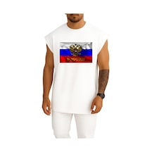 Oversize Russian Empire Flag Of Russia Coat Of Arms Of Russia Göğüs Tasarımlı Atlet Beyaz Oversize Russian Empire Flag Of Russia Coat Of Arms Of Russia Göğüs Tasarımlı Atlet Beyaz