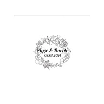 Kış Çiçekleri Ve Kuşlu Dörtgen Etiket Kına Nişan Düğün 3x3 Cm Özel Etiket / 50 Adet Sticker Beyaz