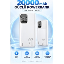 Eima P32-2 20000 Mah Hızlı Şarj Destekli Powerbank Led Göstergeli Beyaz Çok Renkli