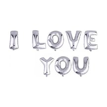 Parti Aksesuar I Love You Folyo Balon Gümüş Renk 35 Cm 001