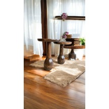 Wood Ahşap 2'li Set Konik Mantar Yan Sehpa Modern Fiskos / Ceviz