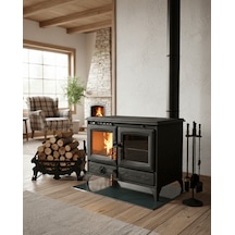 Reyo Stove Halfeti Büyük Camlı Fırınlı Şömine Kuzine Soba