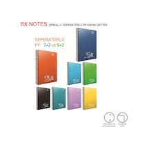 Gıpta Bx Notes Spiralli Seperatörlü Plastik Kapak Defter A4 180 Yp 5+2 5036 Çok Renkli
