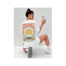 Tarzsokak Karikatür Ve Grafik Tasarım Oversize T-shirt Cartoon/letter Serisi Kod859 Beyaz