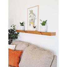 Yggdrasil Dekoratif Doğal Ahşap Tek Li 60 X 15 X 4 Cm Gizli Aparatlı Raf Ahşap
