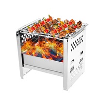 Mufunye Çadırda Ve Piknikte Kullanılabilir Çıtırlık Sağlayan Kolapslanabilir Çelik Barbekü Izgarası Gümüş