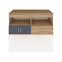 Kronos Konsol 2 Raflı 3 Çekmeceli 2 Kapaklı 176x59x99 Çam-antrasi Çam-antrasit/çam