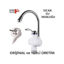Sıcak Musluk Elektrikli Ani Su Isıtıcı Termal Şofben Musluk Asg-1B Beyaz