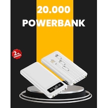 Led Işıklı 20.000mah Powerbank Lcd Gösterge Dahili Çoklu Kablo renkli