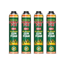 4 Adet Somafix 750 Ml - 900 Gr B2 Tabancalı Yangına Dayanıklı Poliüretan Köpük Tam Gramajlı Isı Önleyici Izolasyon Dolgu Pembe Pu Köpük