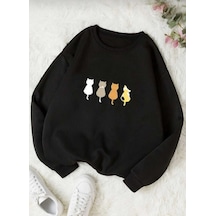 Kozia Outdoors Baskılı Oversize Unisex Swetshirt Swet1901 Siyah