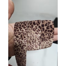 3cm Leopar Baskılı Kadıfe Şerıt Kurdele