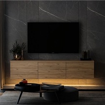 Tv Sehpası Norm Duvara Monte Atlantikçam Led Işıklı 160 Cm
