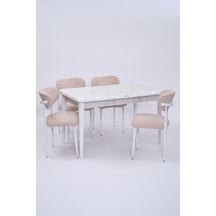 Yakamoz Polo Mdf Lak Panel Mutfak Masa Sandalye Takımı 80x130 beyaz