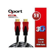 Qport Q-HDMI5 Ver1.4 Altın Uçlu 3D HDMI Kablo 5 M