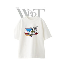 Thewert Top Gun Tasarım Baskılı Ünisex Beyaz Oversize T-shirt
