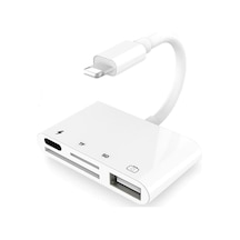 3343 Apple Uyumlu Lightning To Usb Lightning Micro Sd Tf Kart Okuyucu Çevirici Dönüştürücü Adaptör Dişi:lightning+microsd+sd+usb Girişler