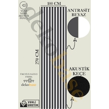 Antrasit-beyaz 100x270 Cm Yeni Nesil Akustik Ahşap Duvar Paneli