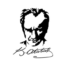 Kemal Atatürk Silueti Ve İmzası Oto Cam Sticker 20 15 Cm