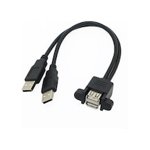 2X Usb A Erkek To 2X Usb A Dişi Panel Tipi Kablo - 30Cm