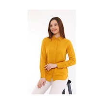 Polologin Butik Hardal Sarısı Viskon Pamuk Karışımlı Gömlek Sarı