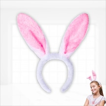 Tavşan Kulağı Taç - Peluş - Pembe