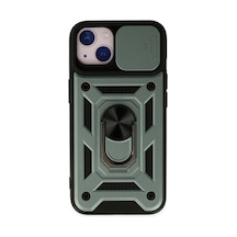 Apple İphone 14 Kılıf Pars Lens Yüzüklü Silikon - Yeşil