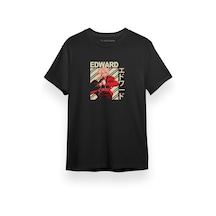 Fullmetal Alchemist Anime Edward Poster Siyah Kısa Kol Erkek Tshirt 001