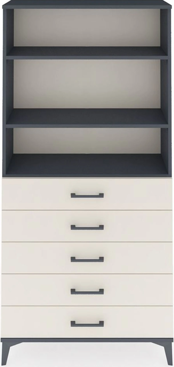 Arges Dolap 3 Raflı 5 Çekmeceli 88x30x182 Antrasit-aytaşı Antrasit