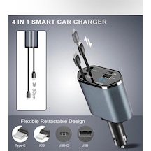 Ultra Hızlı 120w 4'ü 1 Arada Ayarlanabilir Araç İçi Hızlı Şarj Cihazı Ios - Android İle Uyumlu