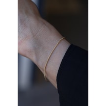 14 Ayar Altın Kübik 1 Mm Zincir Bileklik Zbm002