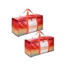 Uzun Kulplu Ekstra Büyük Hareketli Torbalar Ve Güçlü Fermuarlar, Uzay Tasarrufu İçin Ekstra Büyük Depolama Torbaları, Düz Düz, Giyim Battaniyesi Depolama, Hareketli Kutuya Alternatif 2 Paketi, Gökkuşağı Görseldeki Renk