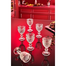 6 Lı Elmas Kesim Desenli Ayaklı Cam Kahve Yanı Bardak Seti Şık Sofra Sunumu Ve Zarif Tasarım Şeffaf