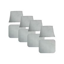 Knsz minder seti 4 lü zng&mğr&uslu beyaz kumaş tel bar sandalyesi oturma ve sırt minderi set